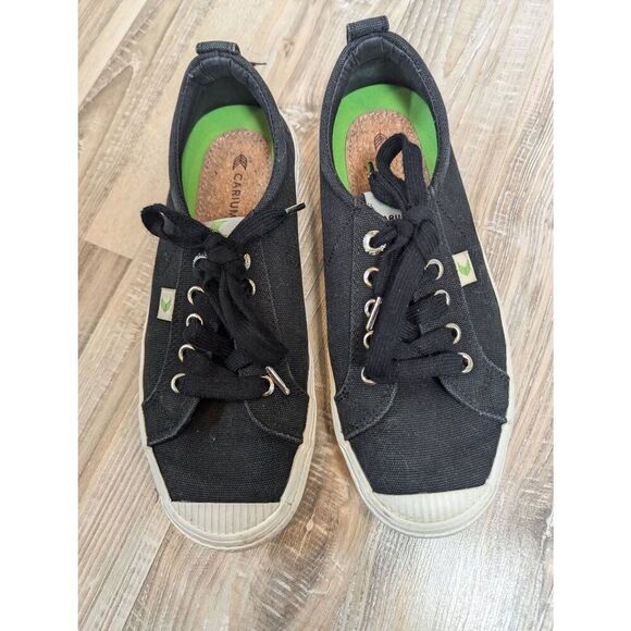 Cariuma Sneakers Unisex Wo 7/Mens 5.5 Black Canvas OCA Low Top Lace-Up Classic - Picture 1 of 9